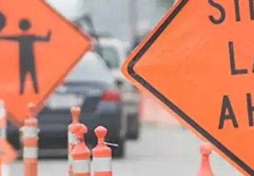 All-Brite construction and work-zone signs on stands