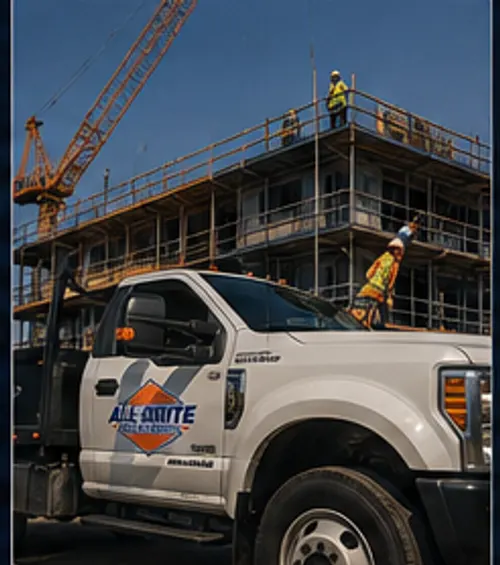 Contractor work truck at a building site