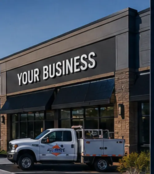 Storefront with service truck