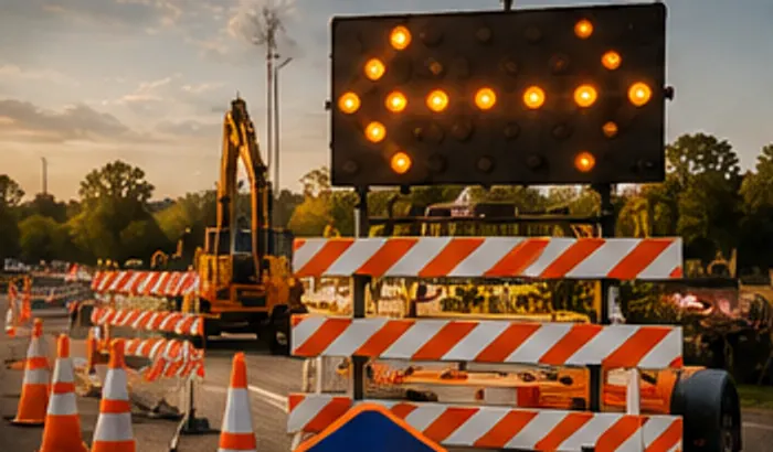 Traffic control devices in a work zone