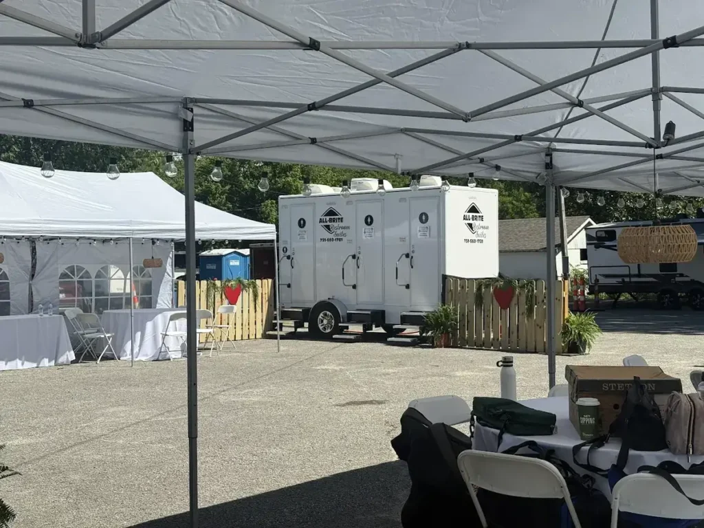 All-Brite Restroom Suites trailer set up at an outdoor event in West Tennessee
